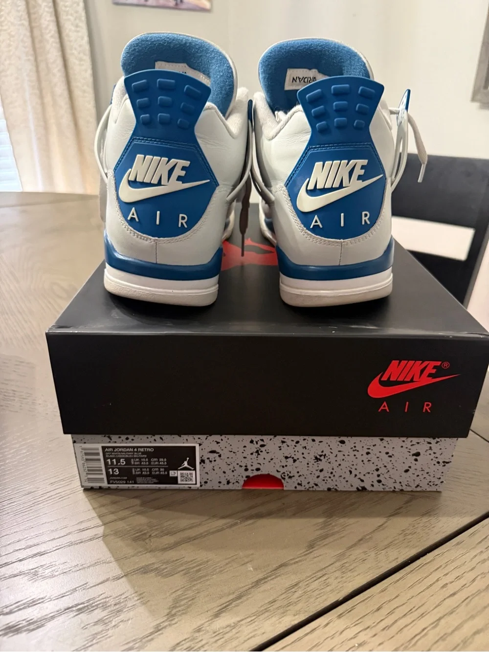 Nike Air Jordan 4 Retro 2024 Military Blue Men’s Mid-Top Leather FV5029-141 11.5